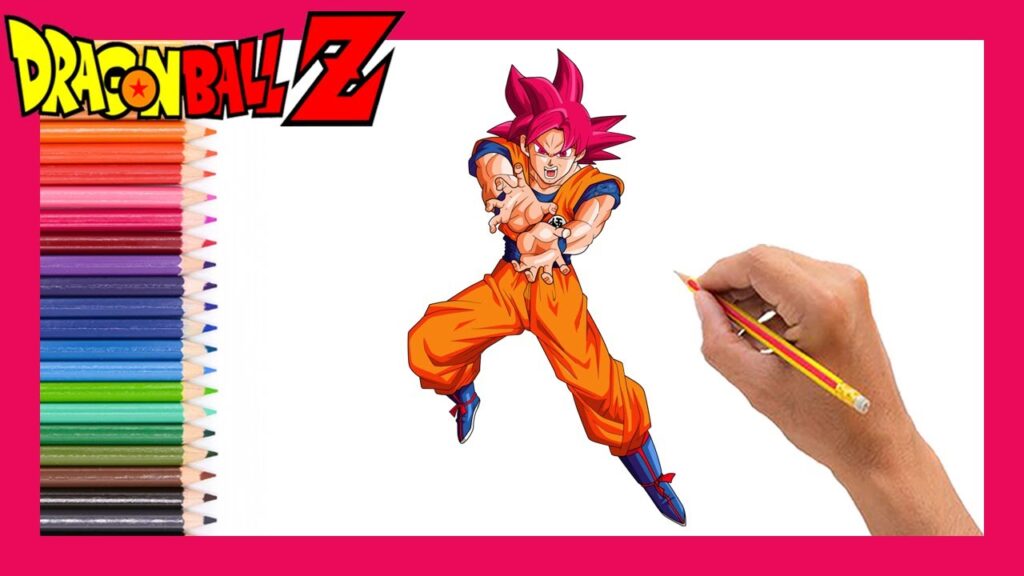 Como Dibujar A GOKU SSJ DIOS ROJO Paso A Paso Dibujos FÁCILES De HACER