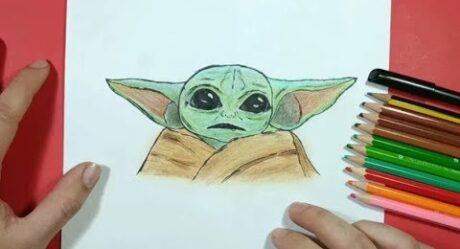 Como dibujar a bebe Yoda paso a paso – Star wars | How to draw baby Yoda – Star wars