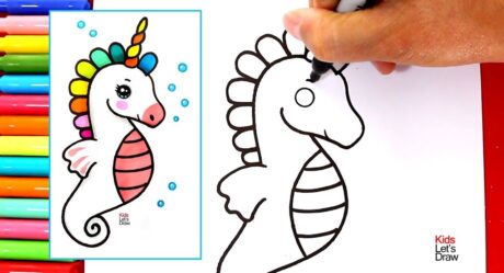 Cómo dibujar un CABALLITO DE MAR UNICORNIO de Colores | How to Draw a Multicolor Seahorse Unicorn