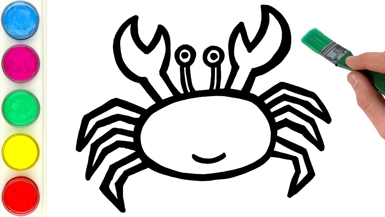 Crab Drawing, Painting, Coloring for Kids & Toddlers | Easy Drawing Pictures