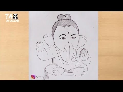 Cute baby ganesha with modak pencildrawing@Taposhi kids academy