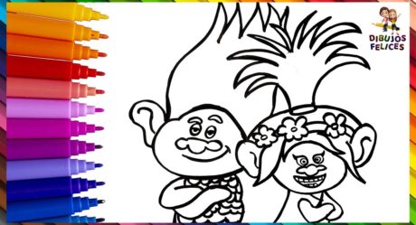 Draw and Color Poppy And Ramon From Trolls Drawings For Kids
