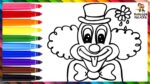 Dibuja y Colorea Un Lindo Payaso Arcoiris  Dibujos Para Niños