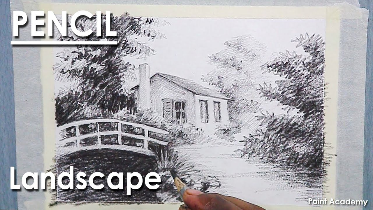 drawing-with-pencil-how-to-shade-a-landscape-with-house-trees-foot