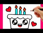 HOW TO DRAW A BIRTHDAY CAKE EASY STEP BY STEP - DRAWING AND COLORING A CAKE KAWAII