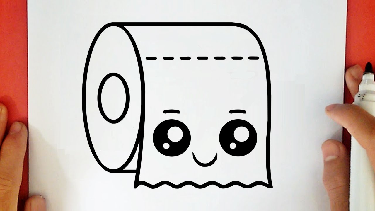 HOW TO DRAW A CUTE TOILET PAPER