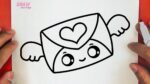 HOW TO DRAW A CUTE lOVE ENVELOPE WITH WINGS, STEP BY STEP, DRAW Cute things