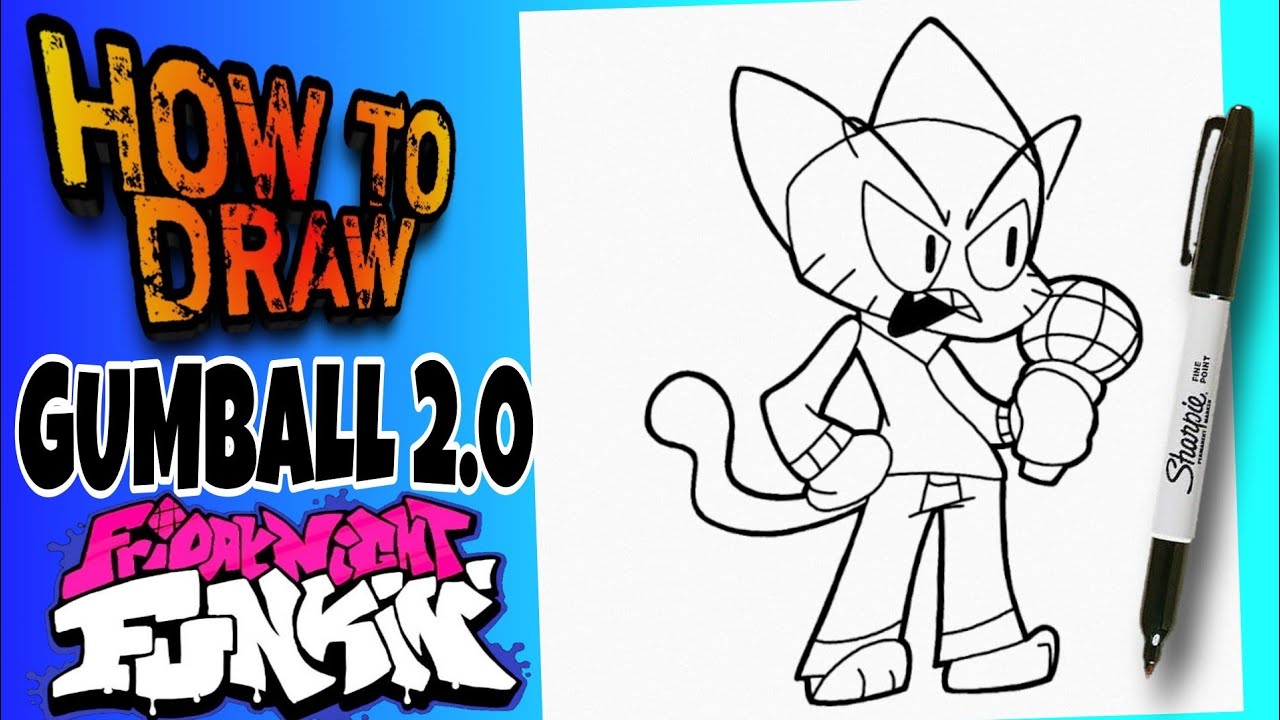 HOW TO DRAW GUMBALL 2.0 | FRIDAY NIGHT FUNKIN | como dibujar a gumball ...
