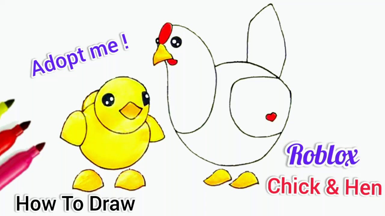 How To Draw A Chick & Hen From Roblox Adopt Me Pets Easy Drawing