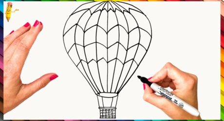 How To Draw An Air Balloon Step By Step Hot Air Balloon Drawing Easy