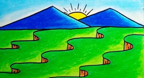 Comment dessiner un paysage facile | Comment dessiner un paysage naturel et une montagne très facile étape par étape pour les enfants