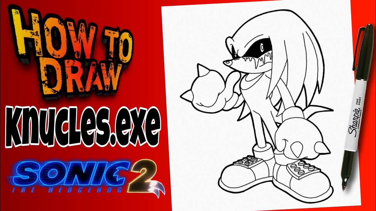 How To Draw KNUCLES.EXE from Sonic the edgehog 2 | step by step | como dibujar a knucles.exe sonic 2