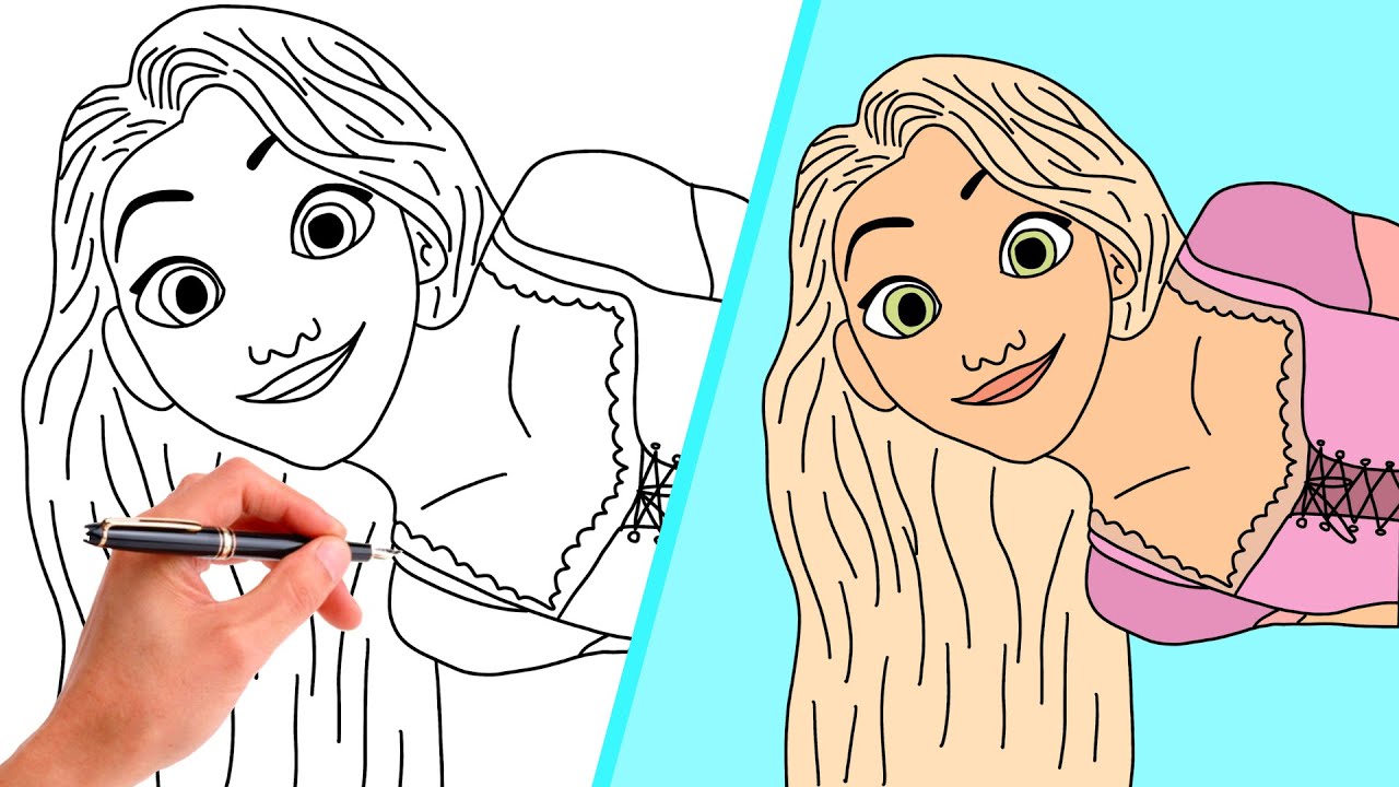 How To Draw PRINCESS RAPUNZEL FROM TANGLED // EASY!