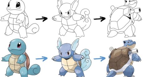 Comment dessiner SQUIRTLE, WARTORTLE & BLASTOISE // POKÉMON // étape par étape