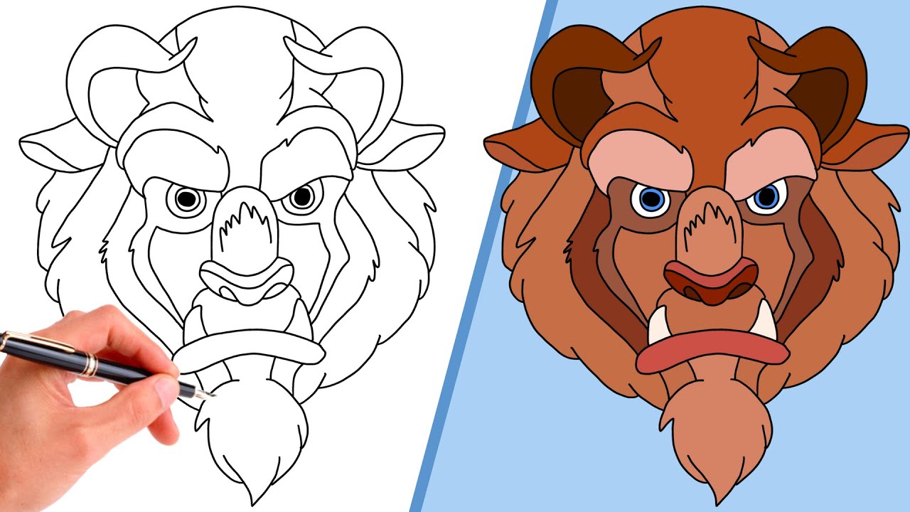 How To Draw THE BEAST FROM BEAUTY AND THE BEAST SUPER EASY DISNEY DRAWING
