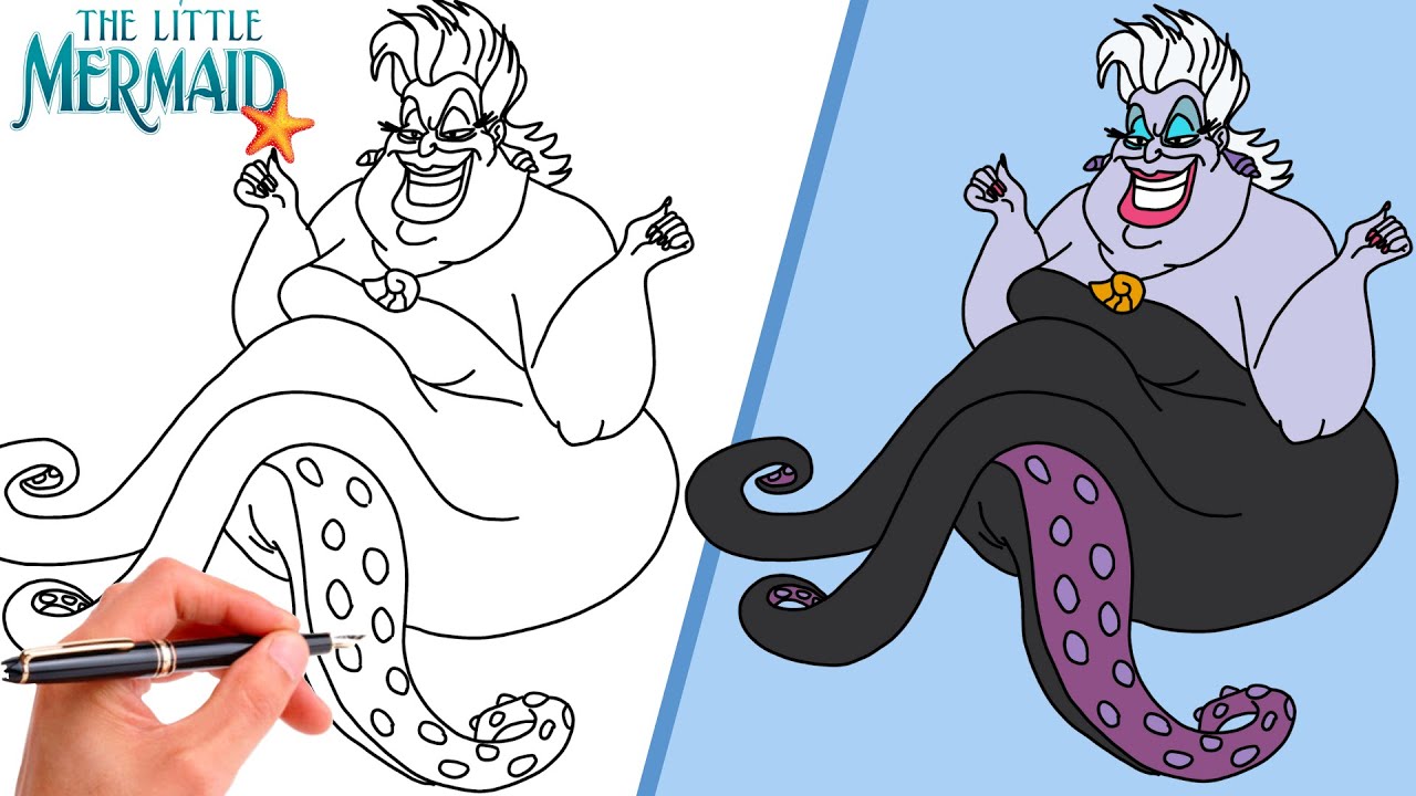 How To Draw URSULA FROM THE LITTLE MERMAID EASY!