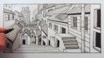 How to Draw 1-Point Perspective: City Background: Fast