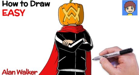 Comment dessiner Alan Walker avec une tête de citrouille étape par étape – Dessins d’Halloween