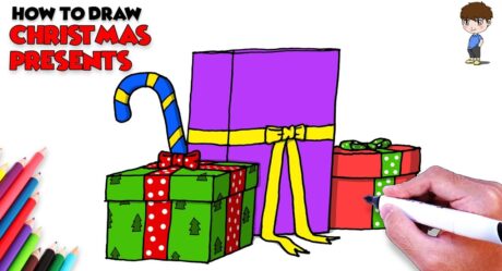 Cómo dibujar regalos de Navidad Páginas para colorear para niños – Dibujo fácil paso a paso