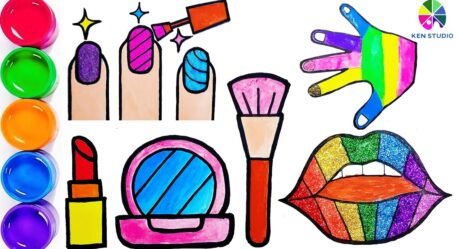 Cómo dibujar maquillaje, esmalte de uñas para niños y niños pequeños: Dibujo de maquillaje fácil para principiantes #52