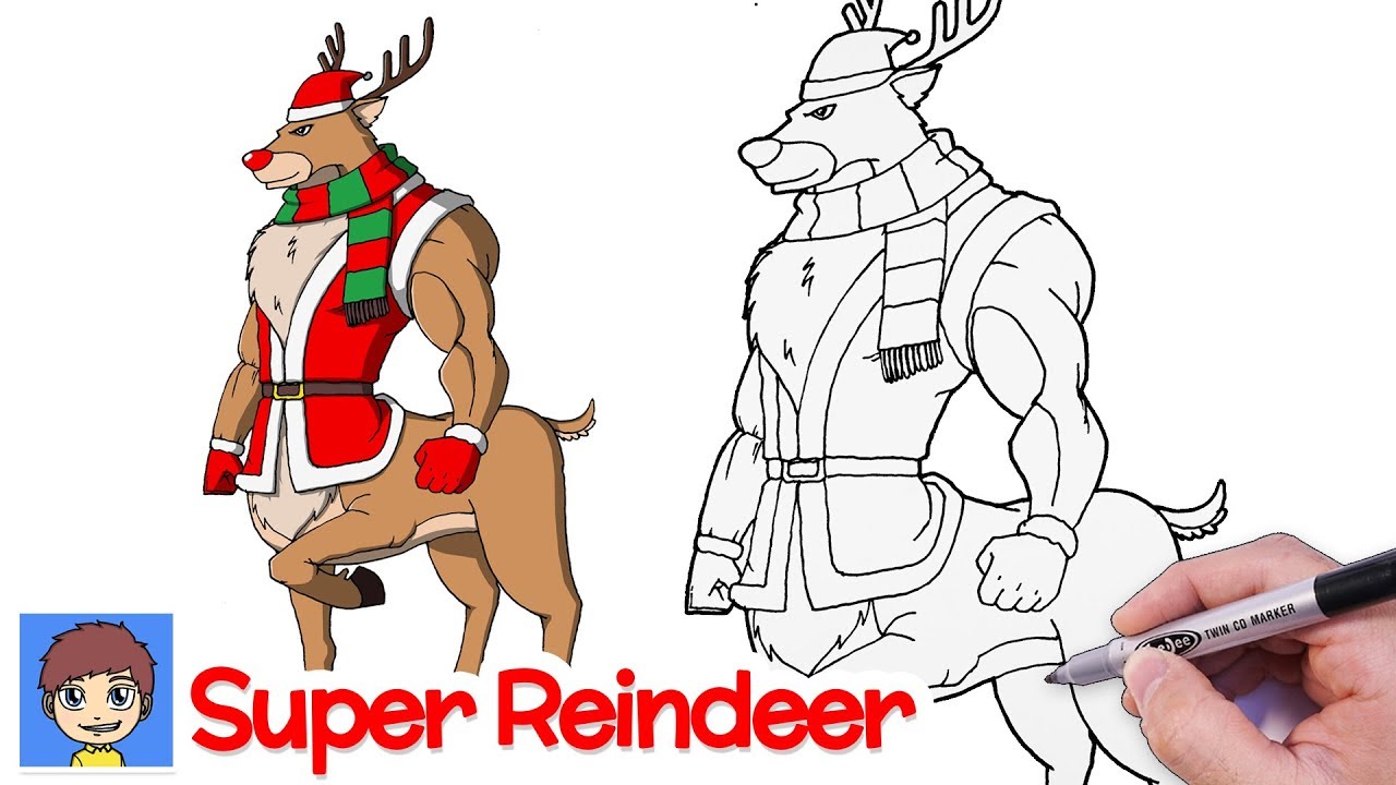 How to Draw Super Reindeer for Christmas - Rudolph the Red Nosed Reindeer