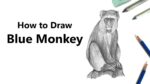 How to Draw a Blue Monkey with Pencils [Time Lapse]