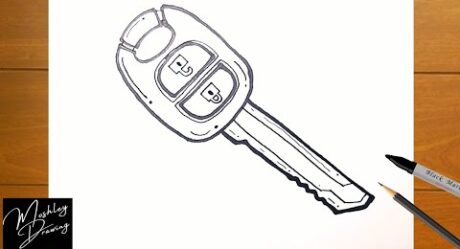 Cómo dibujar la llave de un auto paso a paso