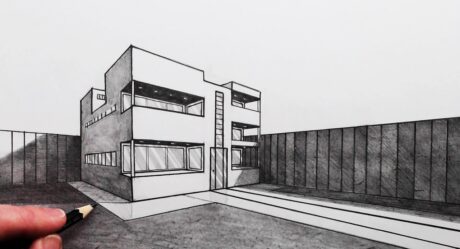 Cómo Dibujar una Casa Moderna Simple en Perspectiva de 2 Puntos