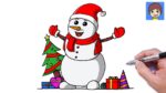 How to Draw a Snowman Step by Step Easy - Christmas Drawings Tutorial