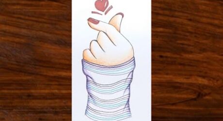 Cómo dibujar un corazón coreano Tumblr | Mano de niña hermosa sosteniendo icono de amor