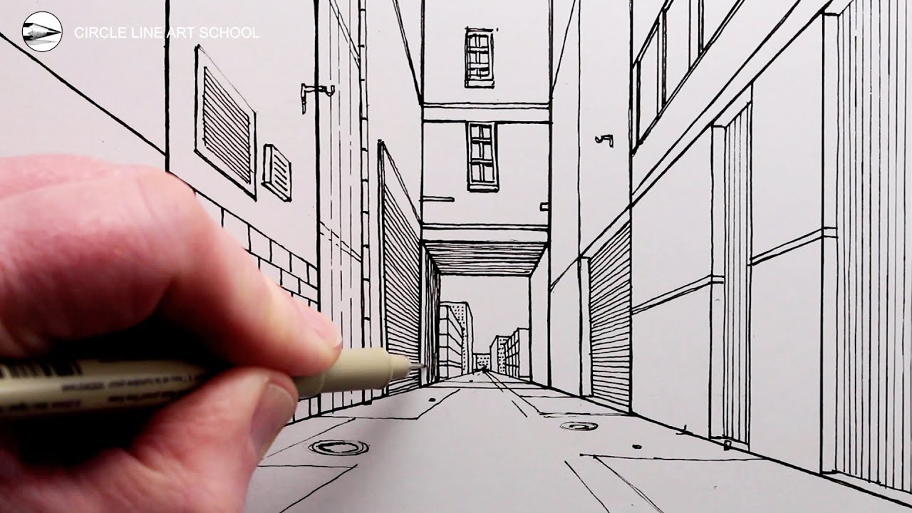 How to Draw an Alleyway using OnePoint Perspective Easy