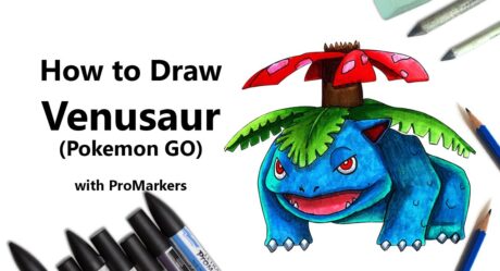 How to Draw and Color Venusaur from Pokemon GO with ProMarkers [Speed Drawing]