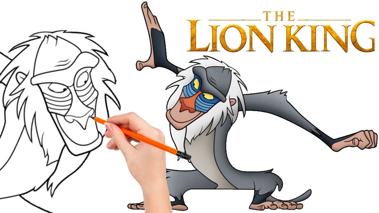 How to draw - Rafiki uses wisdom to guide Simba - The Lion King