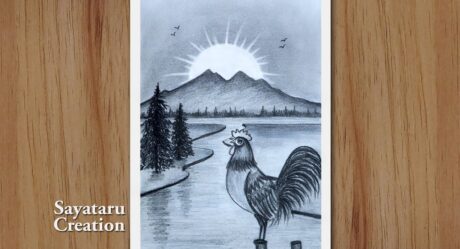 How to draw Scenery of Sunrise step by step with pencil, Pencil Drawing for Beginners