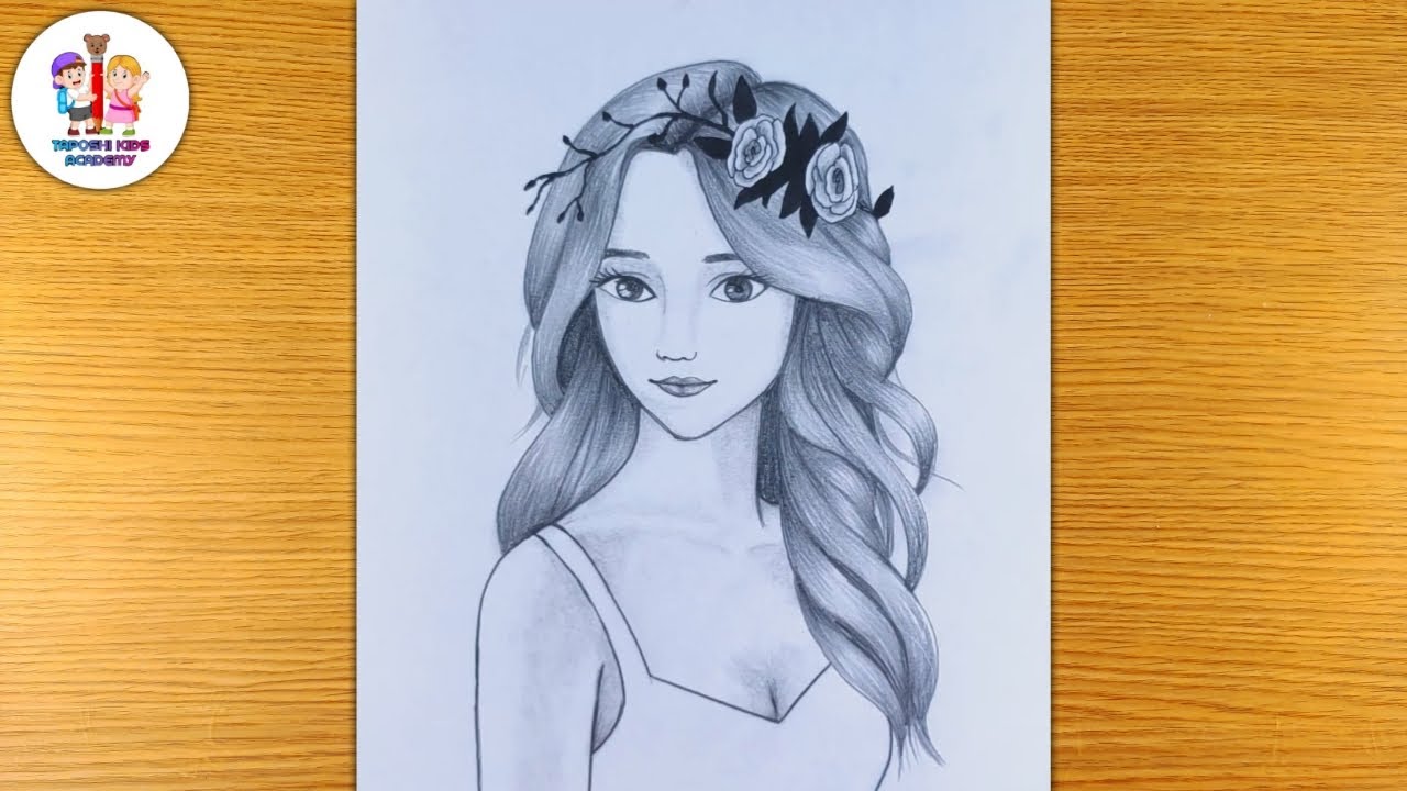 How To Draw A Beautiful Girl Pencil Sketch For Beginner Easy Drawing Tutorial Girl Drawing