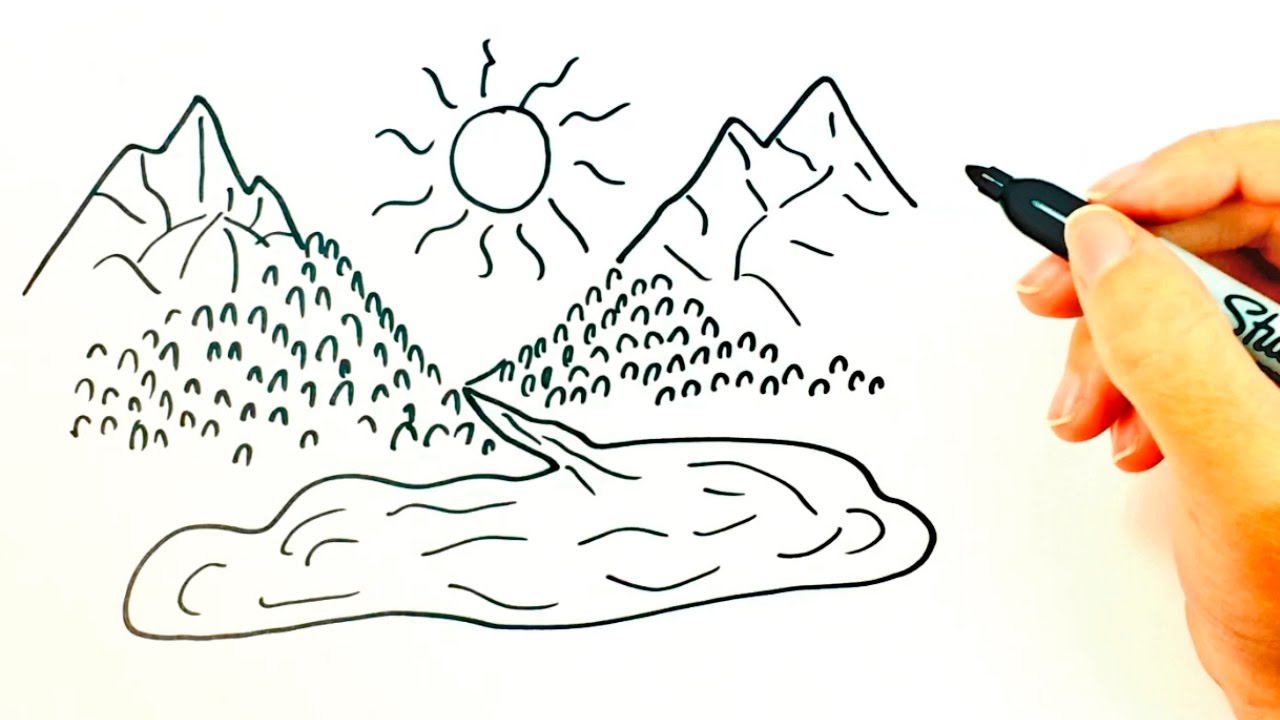 How to draw a Mountain | Mountain Landscape Easy Draw Tutorial
