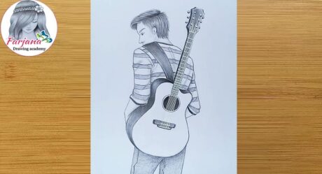 How to draw a boy with guitar for beginners || pencil sketch || Boy Drawing || Erkek nasıl çizilir