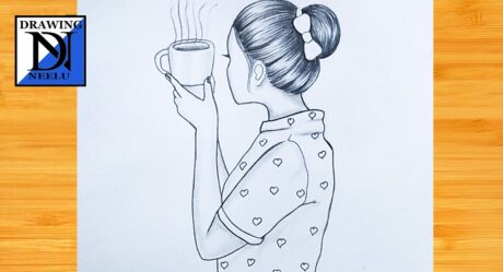 Comment dessiner une fille tenant un café | Tutoriel de dessin étape par étape pour débutant | Croquis de dessin au crayon