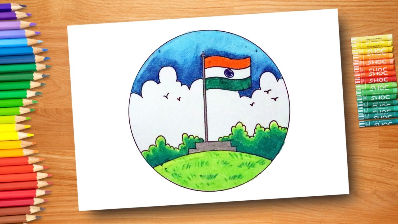 Independence Day drawing easy step /Independence day poster drawing