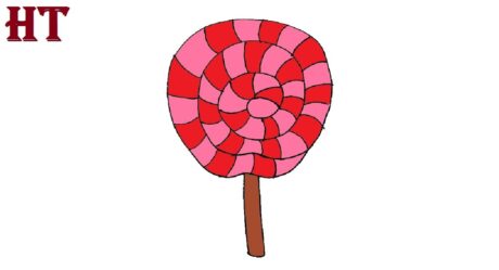 Lollipop Drawing easy for beginners – How to draw a Candy Steop by Step