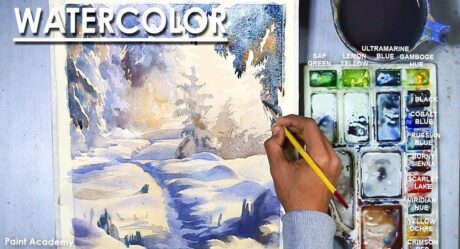 Paisaje de invierno en acuarela: cómo pintar una escena de nieve invernal en acuarela