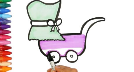 Wie zeichnet Kinderwagen | Wie man Kinderwagen zieht | Zeichnen und Ausmalen für Kinder