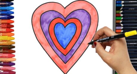 Wie zeichnet man verschachtelte Herzen | Ausmalen Kinder | Malen und Zeichnen für Kinder