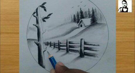 how to draw easy scenery with pencil step by step / scenery sketch for beginners