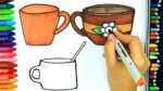 Dibujos para dibujar | Dibujos para pintar | Dibujos para colorear | Cómo dibujar tazas de té