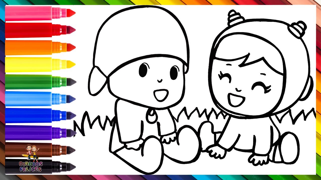 Dibuja y Colorea A Pocoyó Y Nina  Dibujos Para Niños