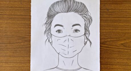 Une fille portant un masque – Croquis au crayon || Comment dessiner une fille || Maskeli bir kız nasıl çizilir