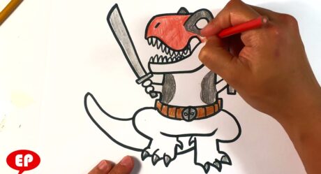 ¡INCREÍBLE Cómo dibujar el dinosaurio Deadpool con color!