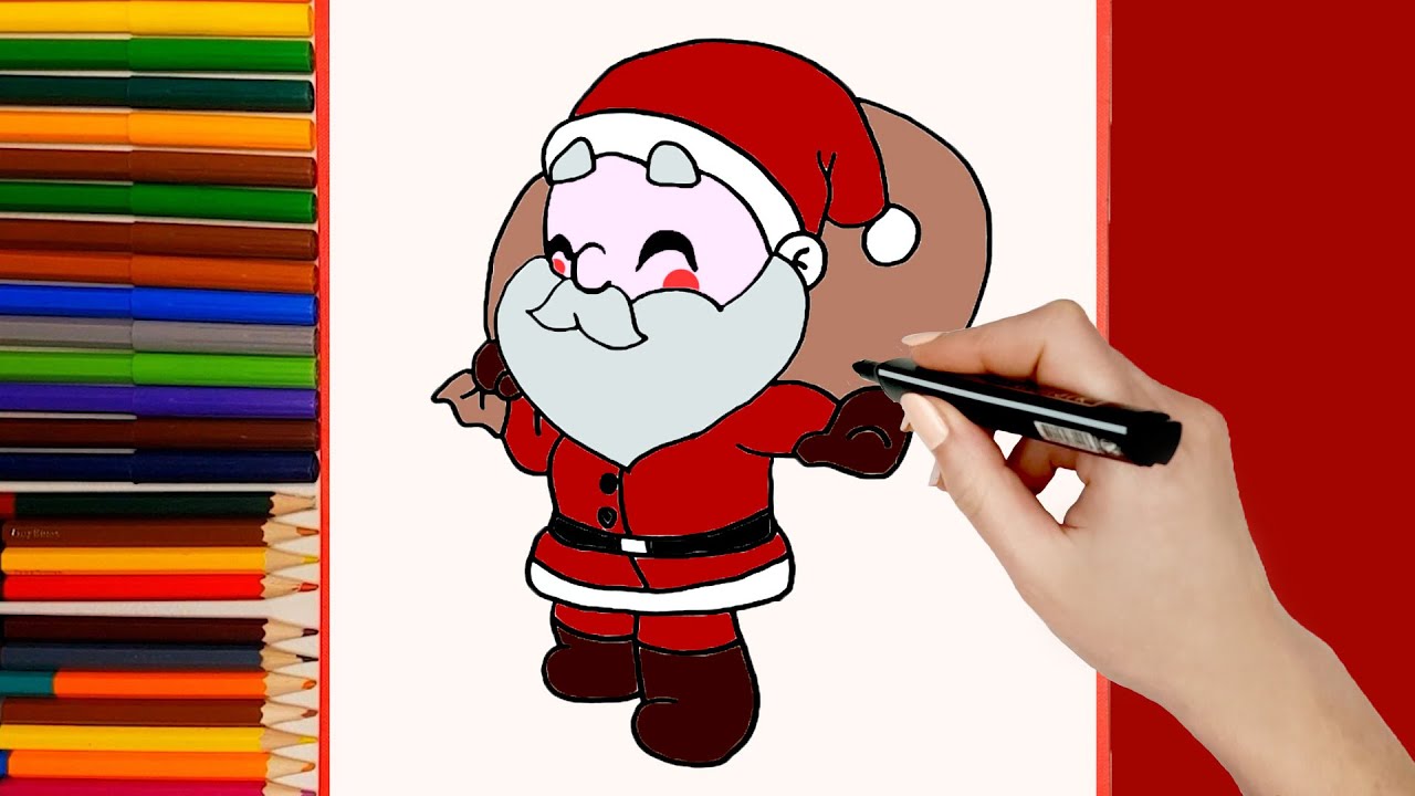 Aprende a dibujar y pintar a PAPÁ NOEL fácil  How to Draw a Cute Santa Claus  Navidad 2020