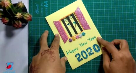 Hermosa idea de tarjeta de feliz año nuevo 2020 hecha a mano / tarjetas de felicitación de bricolaje para año nuevo